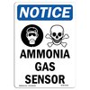 Signmission OSHA Notice Sign, 24" Height, Aluminum, Ammonia Gas Sensor Sign With Symbol, Portrait OS-NS-A-1824-V-10146